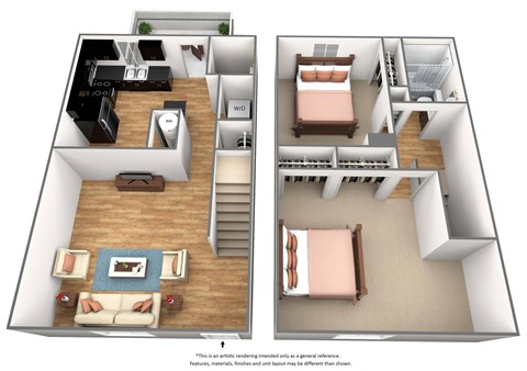 2 bedroom 2 bathroom floor plan H at Park Place Apartments, Louisville, KY, 40214